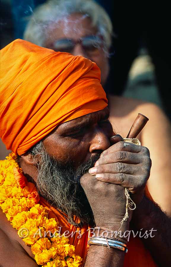  Sadhu smoking a chillum of hash 