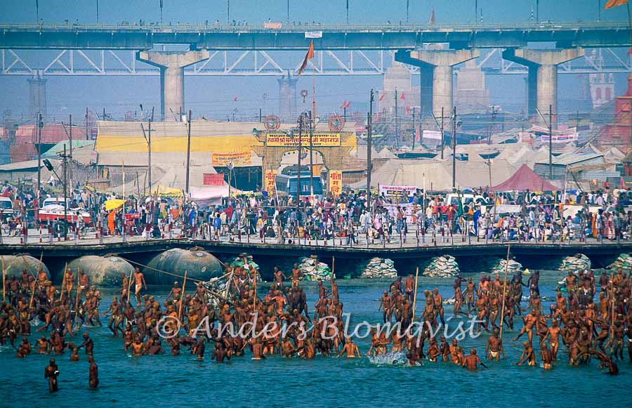  Sadhus bathing in the Ganges river 